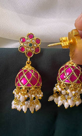 Ruby Jhumka Earring in Kundan - KE00120